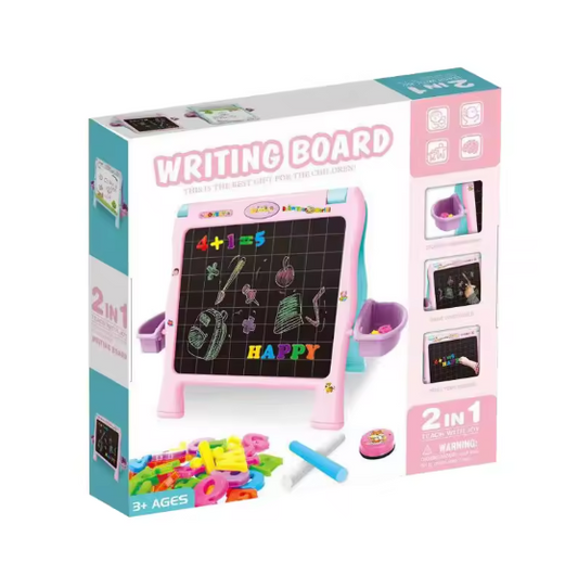 2-in-1 Writing & Drawing Board for Kids | Magnetic Educational Learning & Art Board with Letters and Numbers