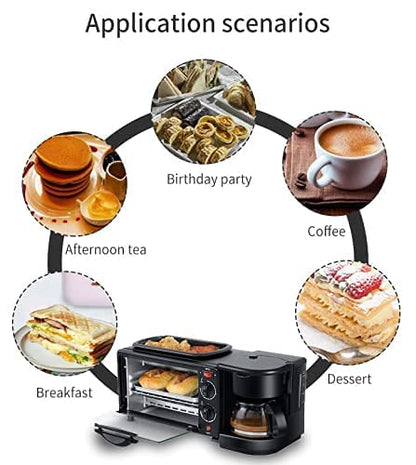 فرن صغير 3 في 1 - فرن متعدد الوظائف، وماكينة قهوة، وشواية
