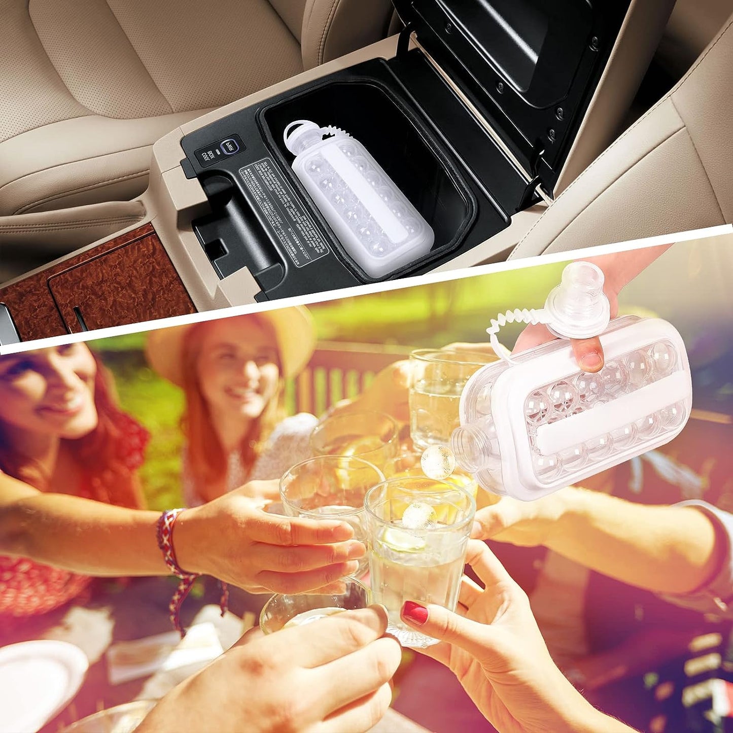 صينية كرات الثلج المحمولة مع غطاء - صانعة كرات الثلج المستديرة 17