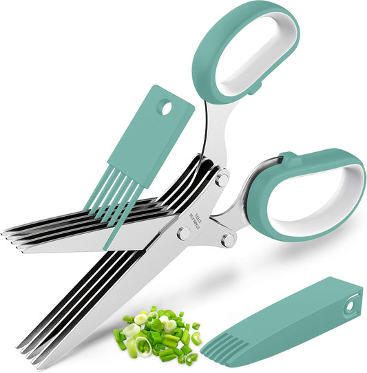 5-Blade Herb Scissors | Stainless Steel Kitchen Herb Cutter for Quick and Even Chopping