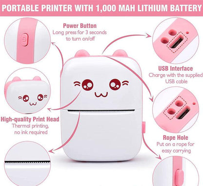Portable Mini Pocket Printer – Bluetooth Thermal Printer for Photos, Labels & Notes (Ink-Free)