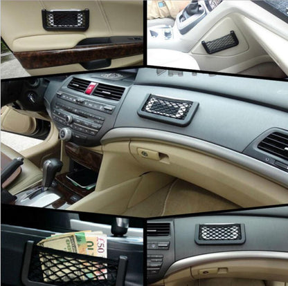 حامل جوال شبكي للسيارة - منظم مرن للهواتف والأغراض الصغيرة | شبكة تخزين مرنة متينة