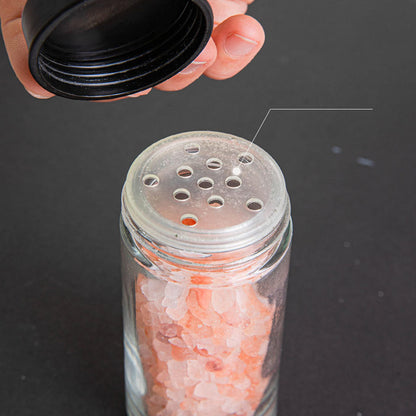 رف توابل دوار بسعة 18 برطمانًا - منظم مطبخ بزاوية 360 درجة مع برطمانات شفافة قابلة لإعادة التعبئة