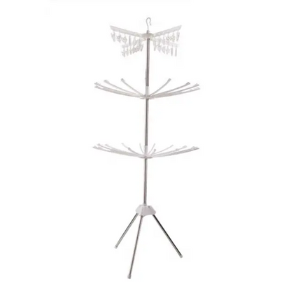 Laundry Drying Organizer – 3-Layer Multifunction Folding Rack with 24 Clips