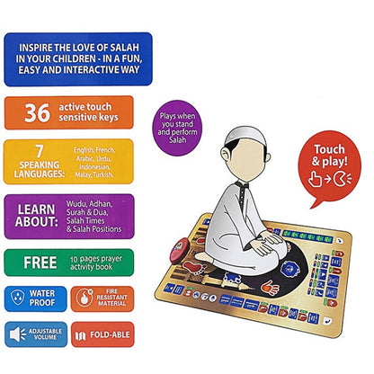 Interactive Islamic Prayer Mat for Children | Educational Salah Learning Mat with Touch Sensors & Sound